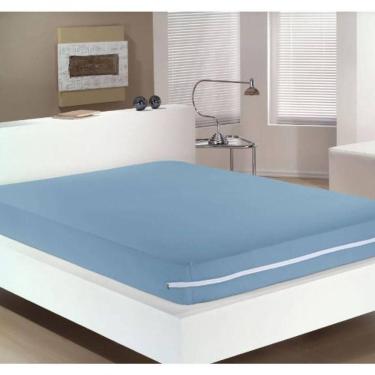 Imagem de Capa Para Colchão Buettner Casal Malha 100% Algodão Com Zíper Azul