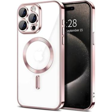 Imagem de Capa Capinha Magnética Anti Impacto Luxo Case Slim Proteção Total Lente Câmera Premium iPhone (Rose, iPhone 14)