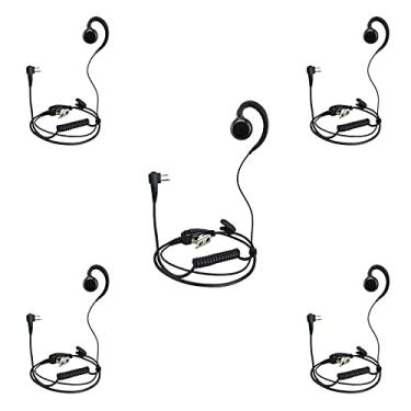 Imagem de PROMAXPOWER [Pacote com 5] Fone de ouvido giratório de 1 fio em forma de C com botão PTT para rádio bidirecional Walkie Talkies Motorola CP100, CP200D, CLS1110, CLS1410, EP450, GP308, RDM2070d