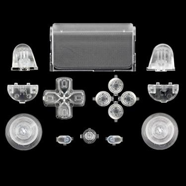 Imagem de WPS Touch Pad Thumbsticks Dpad Home conjunto completo de peças de substituição para PS4 PlayStation 4 Dualshock 4 Controller Shell (para controladores GEN 1), transparent Clear
