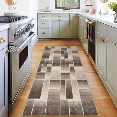 Imagem de dainslef Tapete geométrico moderno para área de patchwork, tapetes de corredor de 5 x 15 cm para sala de estar, coleção Rockwood, tapetes internos para quarto, decoração de chão para entrada, sala de