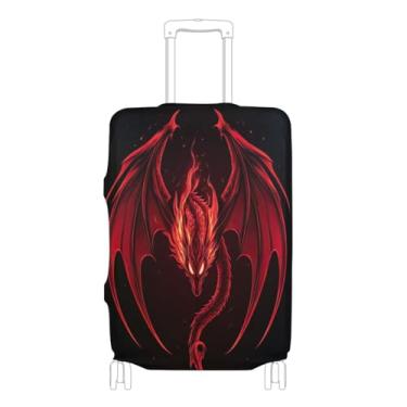 Imagem de Joisal Capa protetora de mala grande Dragon Red para viagem de 45 a 81 cm, aprovada pela Tsa, acessórios de bagagem antiarranhões para viagem, vermelho dragão, M 56-61 cm, Dragão vermelho, M 22-24 in