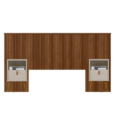 Imagem de Kit Cabeceira Casal 240cm Com Mesa De Cabeceira Freijó