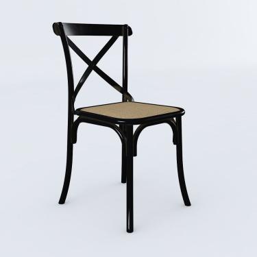 Imagem de Cadeira Cross Katrina Preta Assento Corano Bege Aço Bege