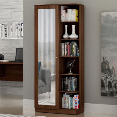 Imagem de Armário Multiuso 1 Porta Com Espelho João Pessoa Valdemóveis Chocolate