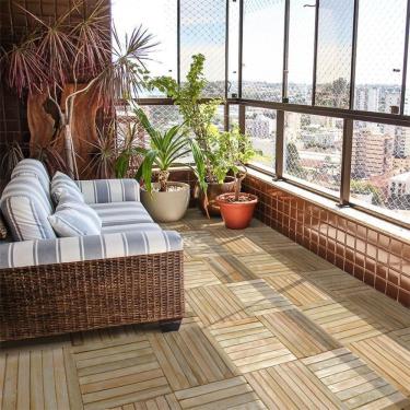 Imagem de Kit 8 Unidades Decks De Madeira Modular 30x30 Cm Sacada E Varanda Madeira De Eucalipto