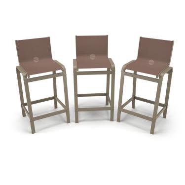 Imagem de Kit 3 Banquetas Alta Bancada Alumínio Fendi Tela Marrom