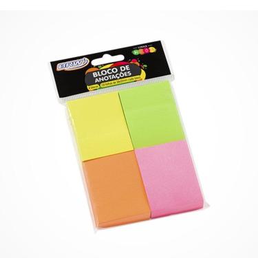 Imagem de Bloco Adesivo Neon 38x51mm 4 Cores Brw