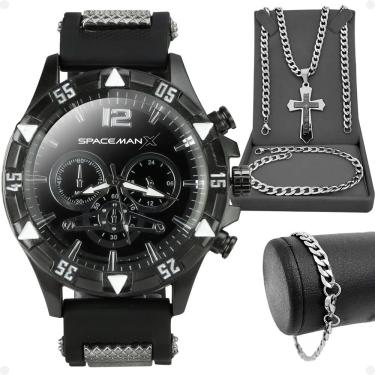 Imagem de Cordão Prata Grumet Relogio Masculino Aço Inox Pulseira