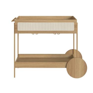 Imagem de Carrinho Bar 1 Gaveta 110cm C- Porta Taças Palhinha Pé Metal Oslo Artesano | Hanover-do...