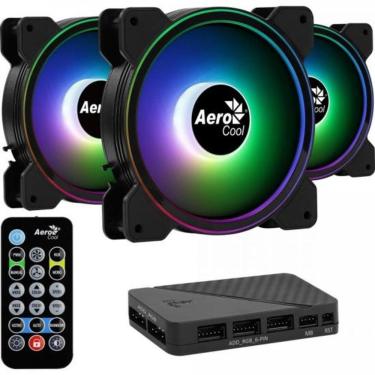 Imagem de Kit 3 Coolers Aerocool Saturn 12 Pro Argb + Hub + Controle [f002]