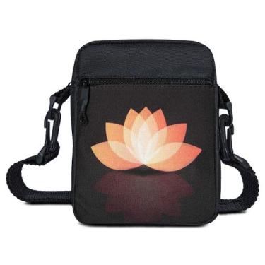 Imagem de Bolsa Shoulder Bag Pequena Preta Flor de Lótus Mini Pochete Transversa