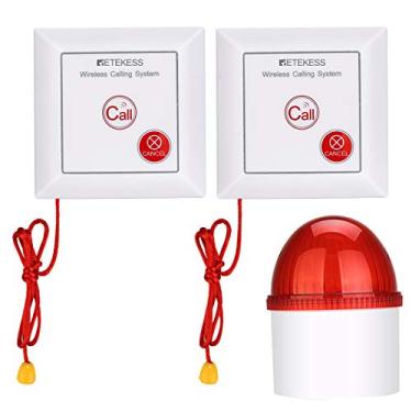 Imagem de Retekess Luz Estroboscópica Sem Fio Th103, Sirene Externa Com 3 Leds Vermelhos, Flash Alto De 110 Db, 2 Botões Pânico Para Escritório, Depósito, Empresa
