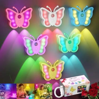 Imagem de LOFTEK Luz Com Sensor De Movimento Recarregável, 2 Modos Cor, Iluminação Ambiente Rgb Regulável, Design Fofo Borboleta Para Quarto Infantil, Banheiro, Corredor, Tenda E Escada - Presente Ideal Decor