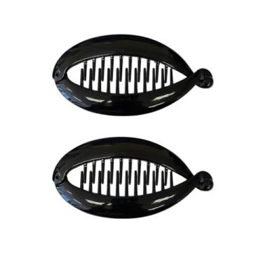 Imagem de Kit 2pçs Prendedor Banana Rabo Cavalo Luxo Fashion (Preto)