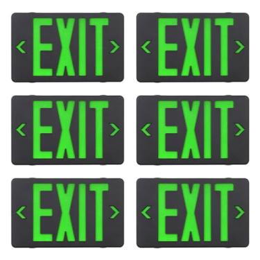 Imagem de GZRUIYANG Placa De Saída Led Verde Com Caixa Preta, Luz Emergência Bateria Reserva, Listada Pela Ul, Ca 120/277 V, Luzes Comerciais Para Empresas - Pacote 6