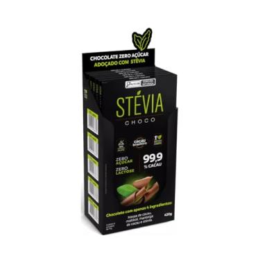 Imagem de Kit com 6 Tabletes de Chocolate 99,9% Cacau Zero Acucar Zero Lactose de 70g cada - SteviaChoco