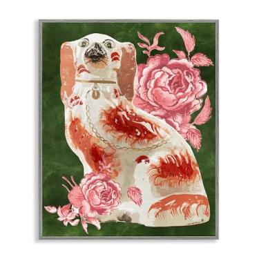 Imagem de Stupell Industries Cão Spaniel antigo com design de arte giclée emoldurado cinza rosa por Lil' Rue, 40 x 50 cm