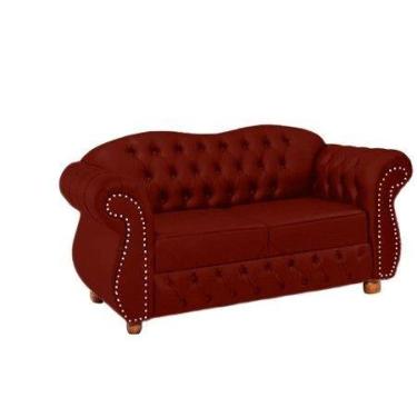 Imagem de Conjunto c/ 2 Namoradeiras Chesterfield Merlo 2 Lugares - Suede Bordô 