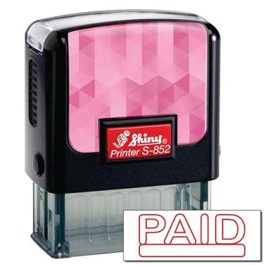 Imagem de Shiny Carimbo de borracha autotintado com carimbo pago, área de impressão de 1,27 cm x 3,5 cm, tinta vermelha, recarregável