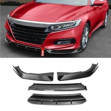 Imagem de Para Accord Car Front Bumper Lip Spoiler Carbon Look Parte Exterior para Accord 10ª Geração Capa de Para-choques Acessórios de Carro (Preto Brilhante)