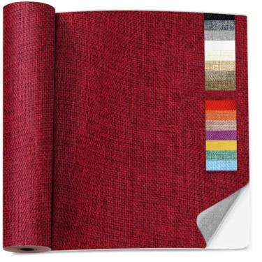 Imagem de Patch de reparo de tecido de linho de 43 x 380 cm - Kit de reparo autoadesivo de móveis para sofá, cadeira, roupas - 16 cores (vermelho escuro)