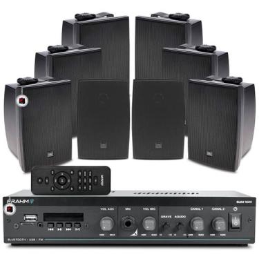 Imagem de Kit Som Ambiente Jbl Bluetooth Academia Salão de Festa Amplificador + 