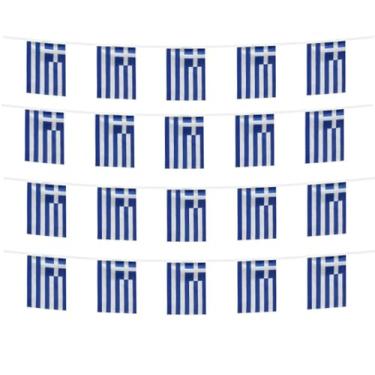 Imagem de FFILL Corda de bandeira grega de 6 metros e 20 bandeiras, pequena bandeira da Grécia, para festas, lojas e bares e celebrações do Dia Internacional. Bandeira com tema de país europeu - 29 países para