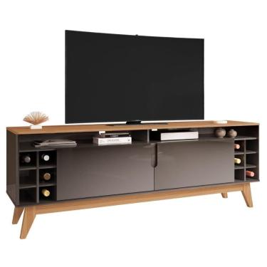 Imagem de Rack Com Adega Para Tvs 60 Polegada Ceredo Cinza Perola Noce