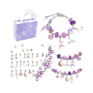 Imagem de Conjunto De Pulseiras De Miçangas DIY Para Meninas Com Caixa De Armaze