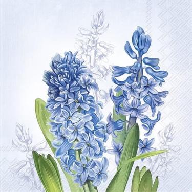 Imagem de Guardanapo para Decoupage Ihr 33x33 Flor Azul Jacinto C/ 20 Unidade - 