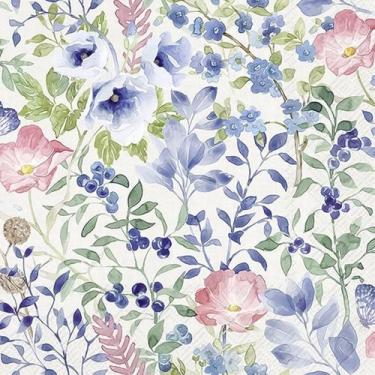 Imagem de Guardanapo para Decoupage Ihr 33x33 Flores Indigo Cinza C/ 20 Unidade 