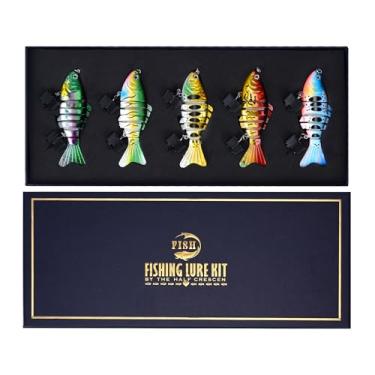 Imagem de Conjunto de iscas de pesca presentes para pescador, kit de equipamento de pesca de água doce e salgada com robalo, truta, salmão, walleye, lúcio, almísquei, barata, poleiro, robalo (5B)