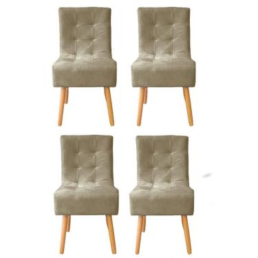 Imagem de Kit 4 Cadeiras Poltrona Sala de Jantar Penteadeira Reforçada Decorativa Liz Suede