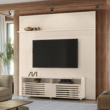 Imagem de Rack Com Painel Frizz New Prestige Calacata/Off White - Madetec Móveis