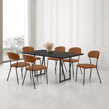 Imagem de Conjunto Sala de Jantar com 6 Cadeiras Betina Black/ Terracota