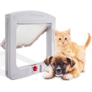 Imagem de Porta Pet com Trava 4 Modos para Gatos e Cães Pequenos Até 7kg 24x20cm – Prática em Portas e Paredes de Madeira, PVC, Vidro ou Alvenaria – Livre Acesso e Controle de Entrada e Saída