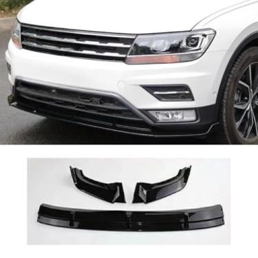 Imagem de Spoiler difusor de lábio de para-choque dianteiro para carro kit de carroceria preto brilhante para TlGUAN L 2017-2021 acessórios de carro de proteção de para-choque (preto brilhante)