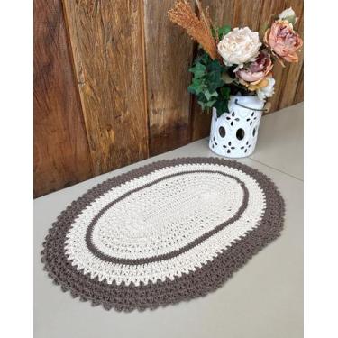 Imagem de Tapete Oval Vezinho Pequeno 65x45cm Crochê Artesanal - Maria Croche Ve