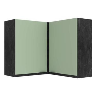 Imagem de Armário Aéreo de Canto p/Cozinha 90cm 2 Portas New York Móvel na Caixa