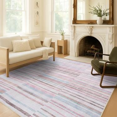 Imagem de Tapete Oushak, tapete turco vintage floral pastel grande para sala de estar, sala de jantar, quarto, cozinha, banheiro, berçário, corredor, tapetes (865 mm, 1,5 m x 2,8 m)