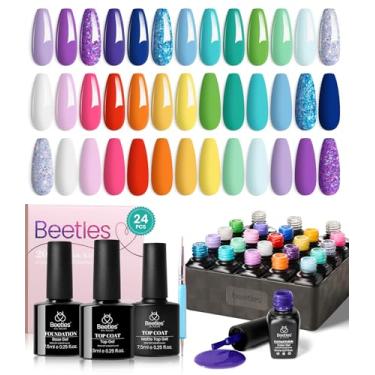 Imagem de Beetles Conjunto de esmaltes de gel de Halloween, 24 peças, roxo, azul, vermelho, vermelho, esmalte, verde, purpurina, coleção de unicórnio, absorva UV com base superior brilhante e fosca, presente