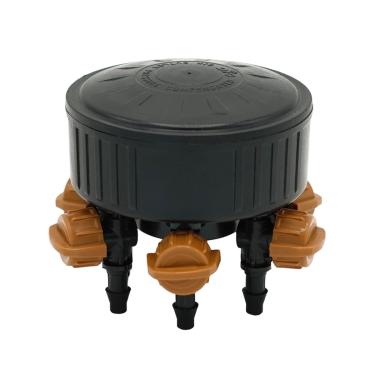 Imagem de DIG AD6 6 tomadas coletor ajustável em conexão de água de gotejamento FPT de 1,27 cm, preto, marrom