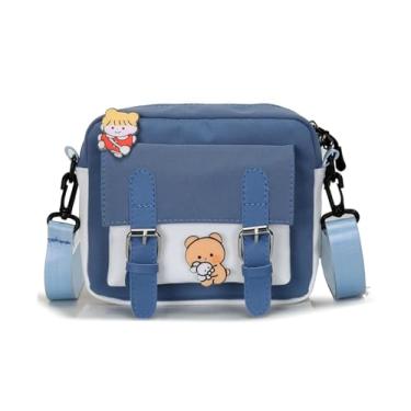 Imagem de CHENXIAOHONG Moda Estilo JaponêS Saco Crossbody Sacos Tote Para Meninas Adolescentes Bonito Saco Do Mensageiro Bolsa De Ombro Bolsas Femininas (Azul-marinho)