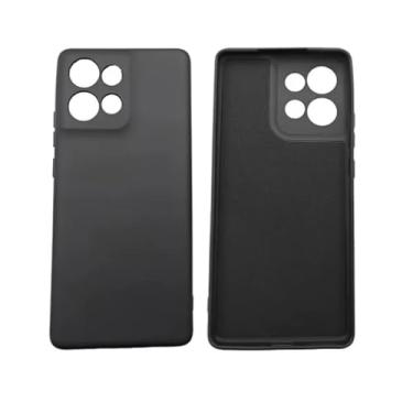 Imagem de Capa de Silicone Aveludado para Motorola Edge 50, Proteção Contra Impacto, Preta