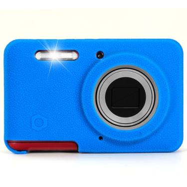 Imagem de Capa de silicone macio compatível com câmera digital Kodak PIXPRO FZ55, capa de silicone de couro de grão superior (azul)