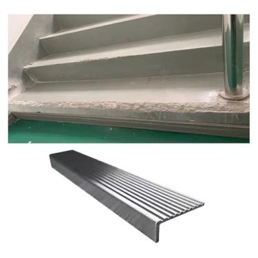 Imagem de Nariz De Escada Largo Para Azulejo De Concreto De Madeira, Protetor De Borda De Escada De Aço Inoxidável, Moldura De Borda De Escada Antiderrapante, Faixa De Transição De Pis, L 120cm(47"), W 5cm(2")