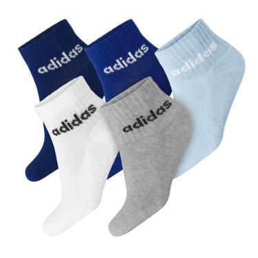 Imagem de Meias Adidas Ankle Linear Infantil - 32 ao 34 - Pack Com 05 Pares Sortidas