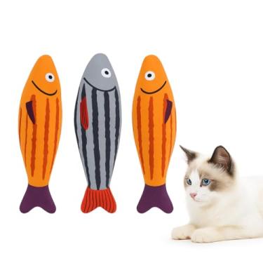 Imagem de PetPrana Brinquedos para gatos, pacote com 3 brinquedos de erva de gato para gatos, macios e duráveis com som de chocalho, brinquedos interativos para gatos internos, 21 cm, brinquedo de mastigar