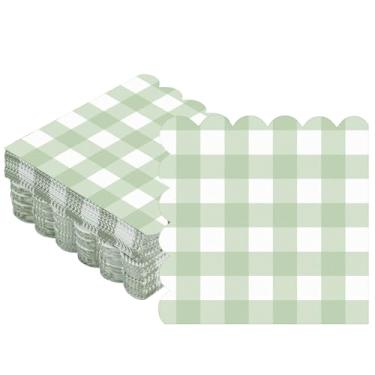 Imagem de Seajan 100 guardanapos de coquetel recortados, guardanapos de papel grosso xadrez, guardanapos recortados descartáveis para decorações de festa, casamento, aniversário, jantar, bebidas, suprimentos